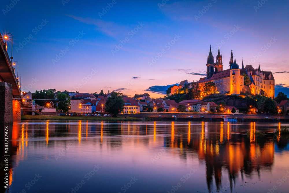 Die Albrechtsburg bei Sonnenuntergang