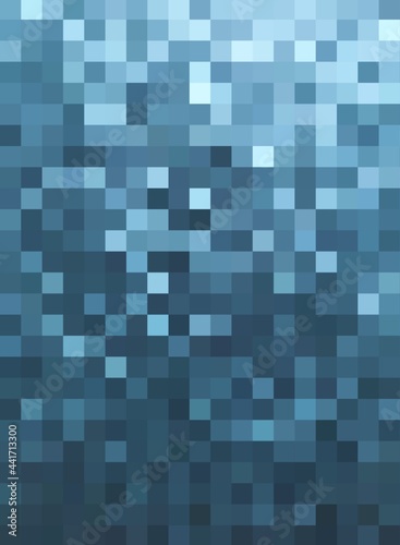 Blue Abstract Mosaic Background, Pixel Gradient Background. From Dark Colors To Light Colors. Background For Cards, Poster or Website. Digital Imaging.
