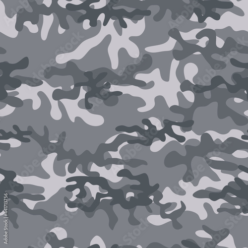 Seamless gray camouflage. Military uniform. Vector.
