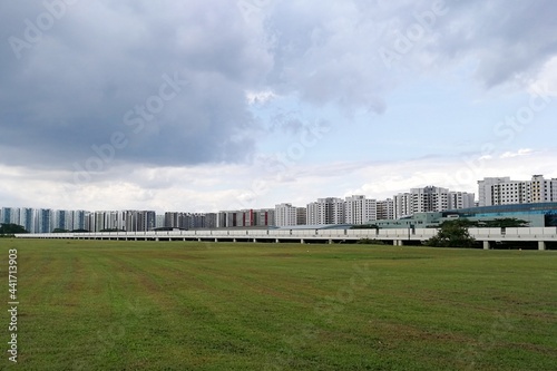 Singapore residential housing estates built next to the spacious grassland
