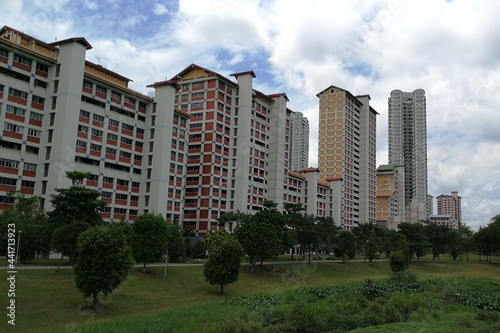 Singapore residential housing estates built by government, near the large Park