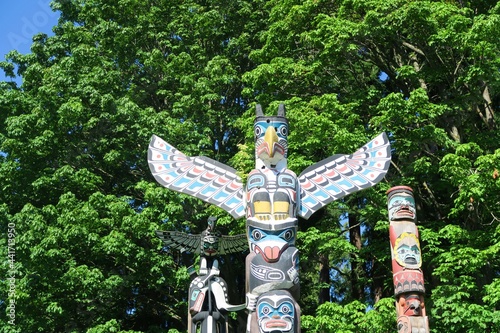 Totem poles in Stanley Park in Vancouver