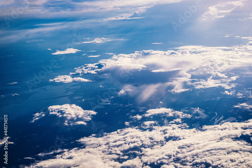 Amazing cloudy sky background  aerial view