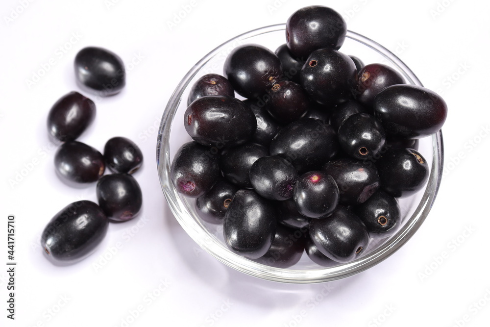 Jambolan plum or Java plum isolated on white background
Jambolan plum or Java plum isolated on white background