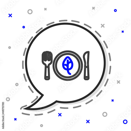 Line Vegan food diet icon isolated on white background. Organic, bio, eco symbol. Vegan, no meat, lactose free, healthy, fresh and nonviolent food. Colorful outline concept. Vector