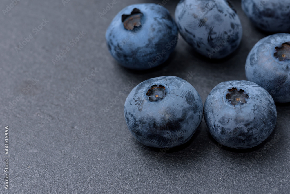 Harvested blueberry fruits (Slate Plate Background) Harvested blueberry fruits (Slate Plate Background)