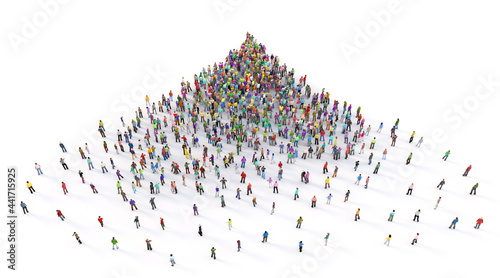 Crowd of people around of empty circle on a white background. 3d illustration photo