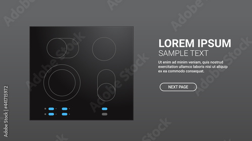 black inductive hob with ceramic surface top view of electric stove domestic equipment home appliance