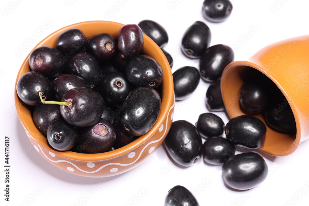 Jambolan plum or Java plum isolated on white background
Jambolan plum or Java plum isolated on white background