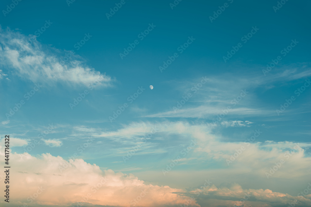Moon on sunset sky Moon on sunset sky