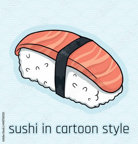 illustration of sushi in comic cartoon style