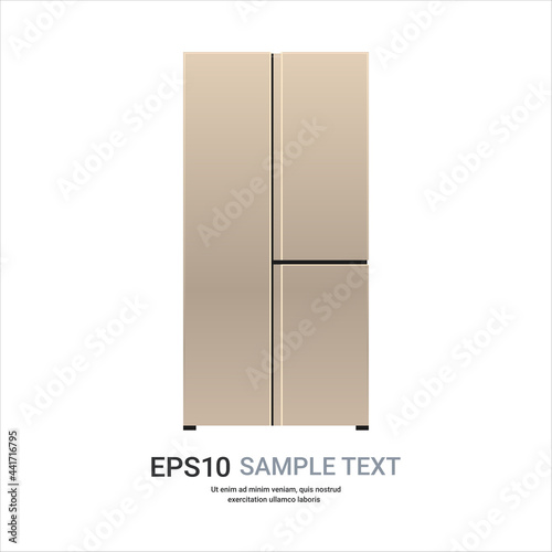 golden refrigerator side by side fridge freezer modern kitchen household home appliance concept
