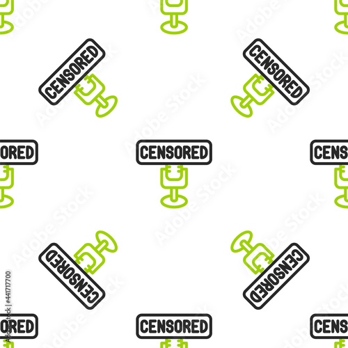 Line Censored stamp icon isolated seamless pattern on white background. Vector