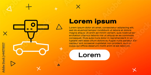 Line 3D printer car icon isolated on yellow background. 3d printing. Colorful outline concept. Vector