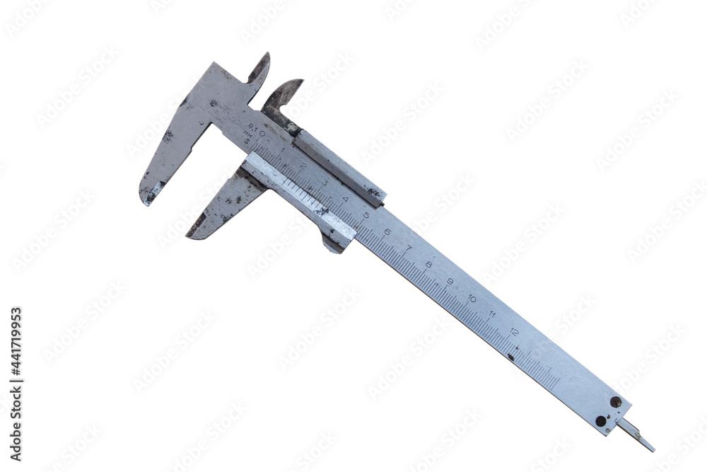 Vernier caliper isolated on a white background. Work concept. Vernier caliper isolated on a white background. Work concept.
