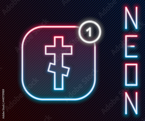 Glowing neon line Online church pastor preaching video streaming icon isolated on black background. Online church of Jesus Christ. Colorful outline concept. Vector