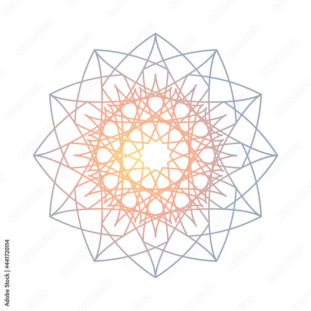 Mandala, gradient round ornament. Element for design, logo, business cards. Vector isolated. Mandala, gradient round ornament. Element for design, logo, business cards. Vector isolated.