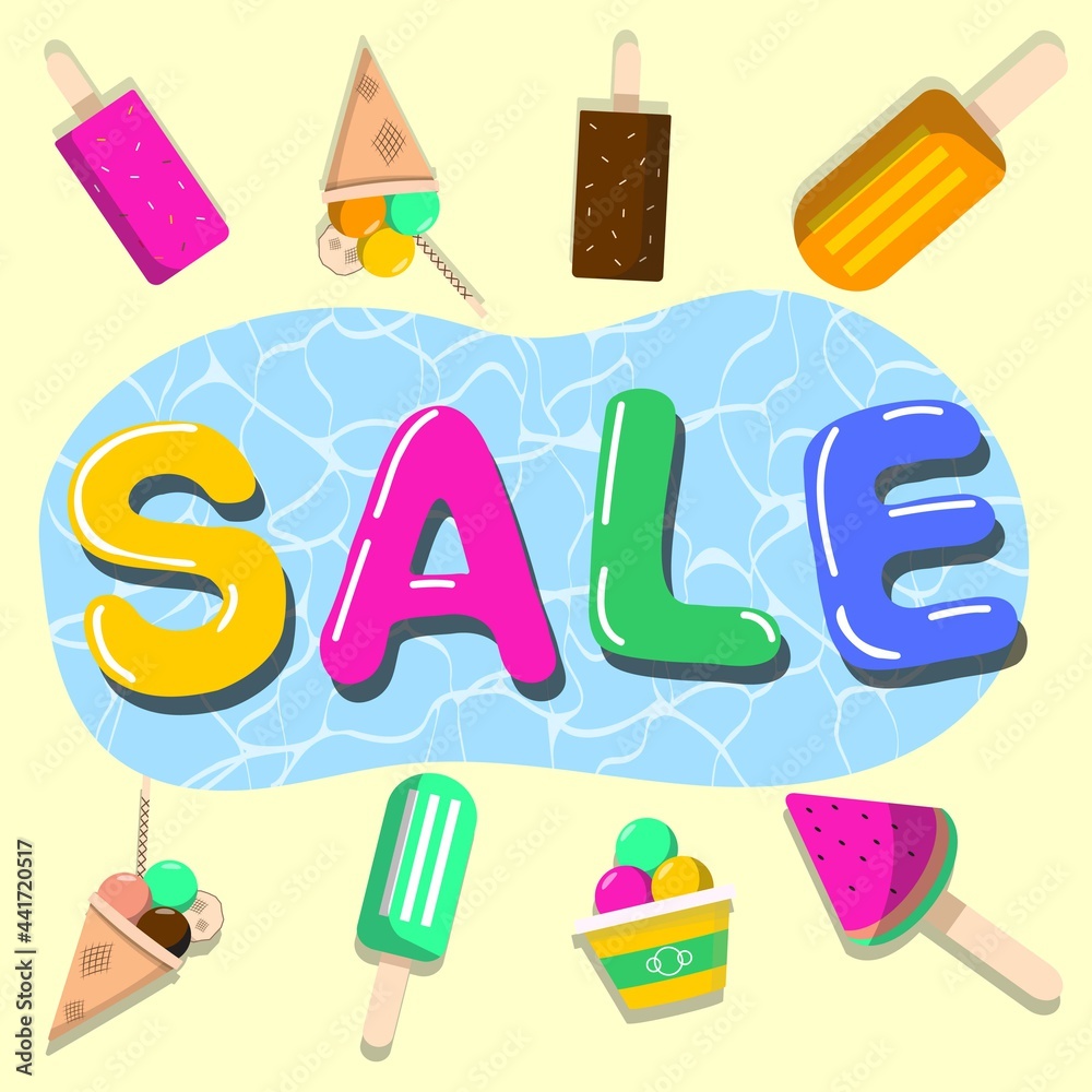 Summer sale template with ice creams.