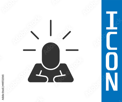 Grey Depression and frustration icon isolated on white background. Man in depressive state of mind. Mental health problems. Vector