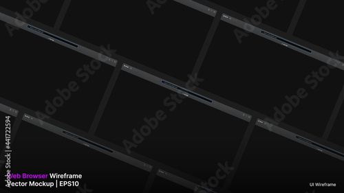 Web Browser Wireframe. Vector Dark Mockup Slide. Vector illustration