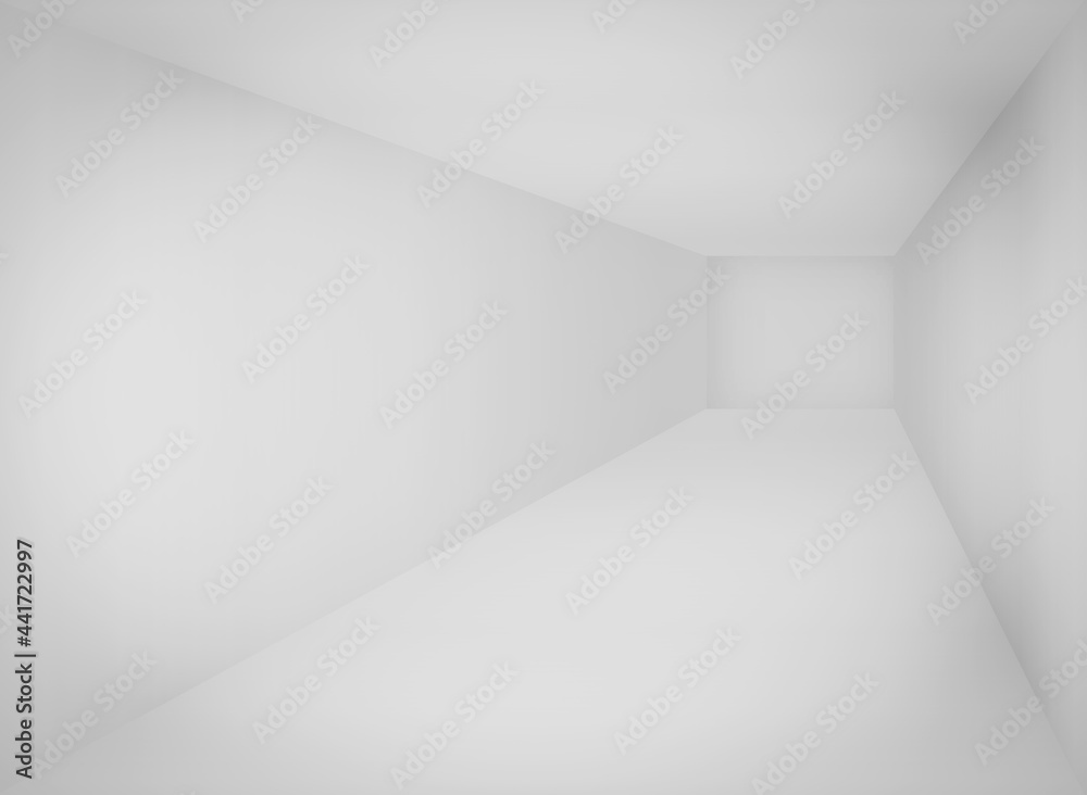 3D rendered illustration backdrop of a solid white empty studio room in perspective angle for product presentation

