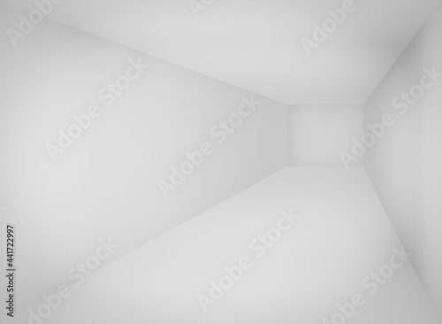 3D rendered illustration backdrop of a solid white empty studio room in perspective angle for product presentation 