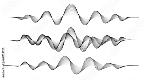 Vector background with set abstract black wave
