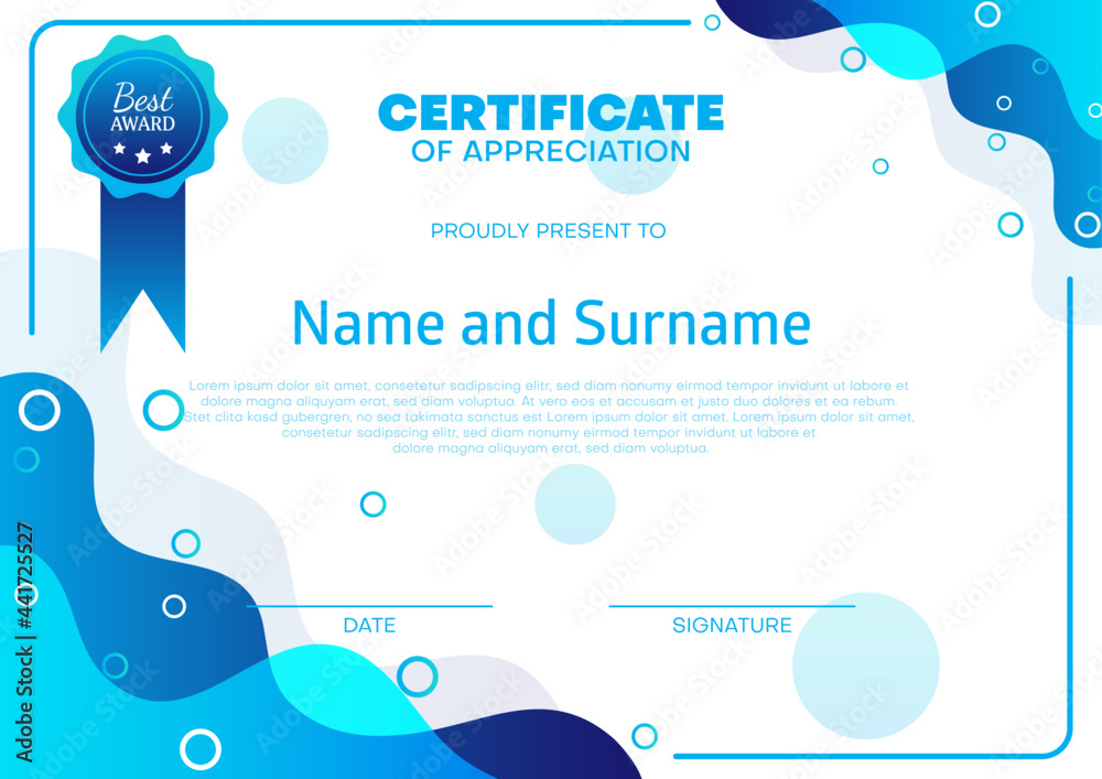 blue and white modern certificate design template Stock Vector | Adobe ...