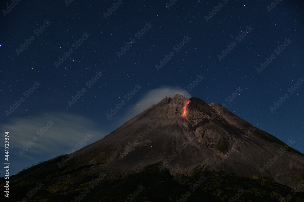 Mount Merapi erupts with high intensity at night during a full moon ...