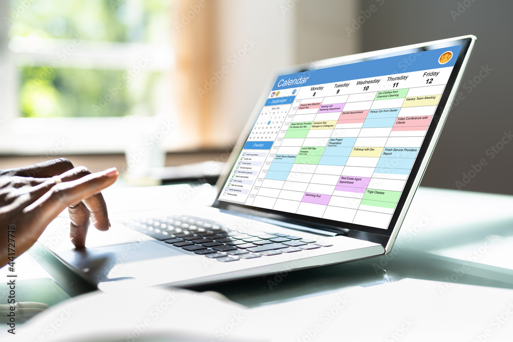 Executive Using Digital Calendar Agenda Executive Using Digital Calendar Agenda