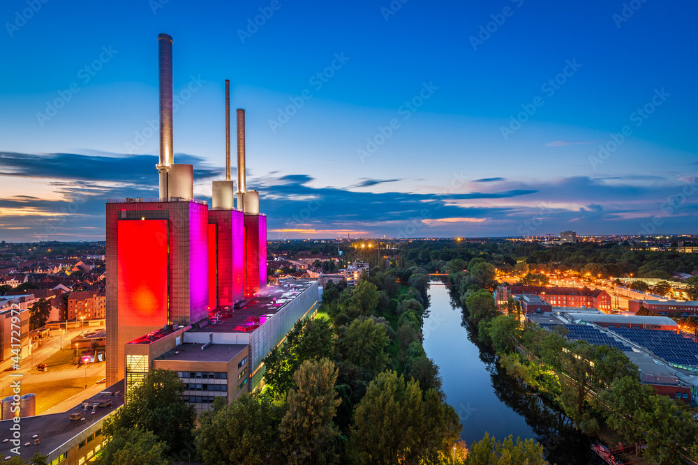 Night skyline of Hannover, Germany - obrazy, fototapety, plakaty 