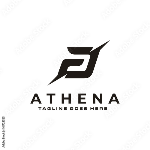 Initial Letter A with Spear for Archer Archery Artemis Athena Outdoor Apparel Gear Hunter logo design