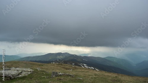 Rain wall in the carpathian mountains in summer
