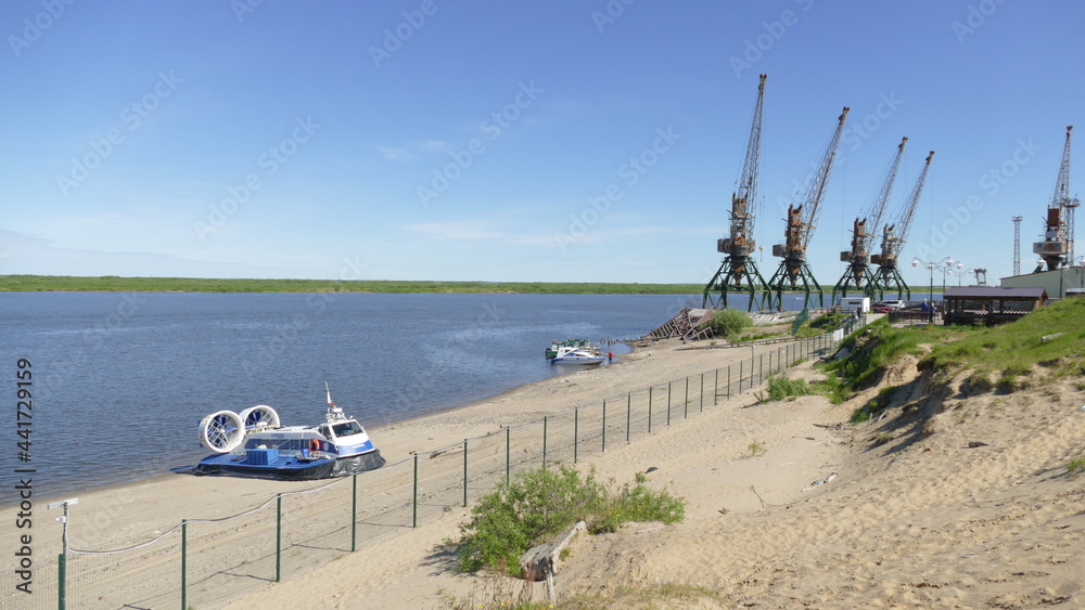 naryan-mar. Nenets Autonomous Okrug. Russia. 06.26.2021. summer navigation on the Pechora river naryan-mar. Nenets Autonomous Okrug. Russia. 06.26.2021. summer navigation on the Pechora river