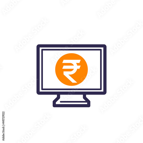 internet banking icon with indian rupee
