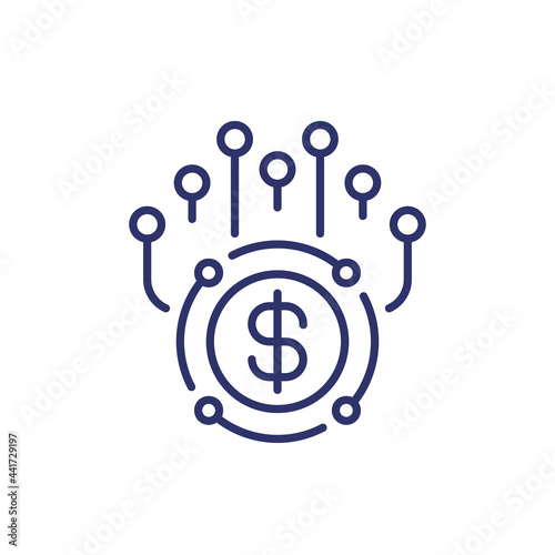 income streams, sources line icon