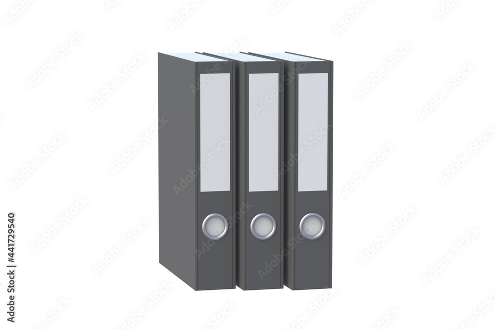Row of binder file folder of black color isolated on white background ...