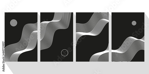 Set of posters with optical illusion waves.