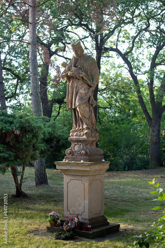 Statue of Saint John of Nepomuk in town of Postoloprty. Czech Republic.