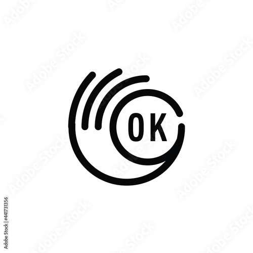 ok hand gesture circular outline logo design vector