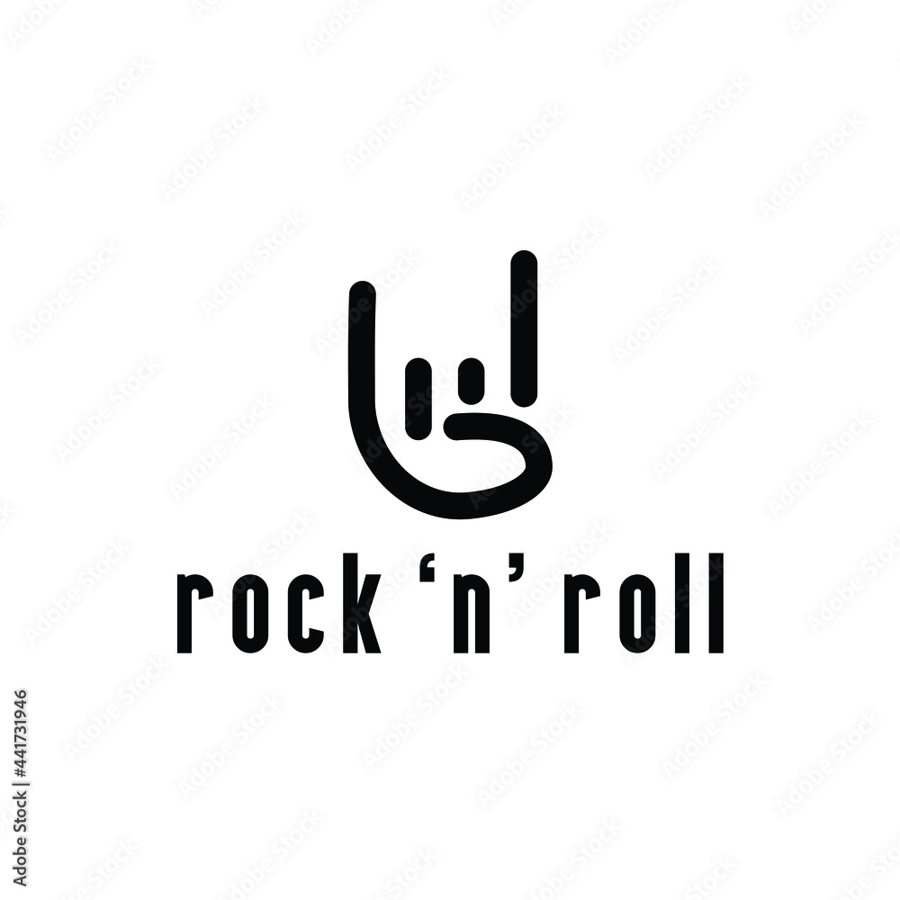 Fototapeta premium rock n roll sign of the horns hand gesture outline logo design vector