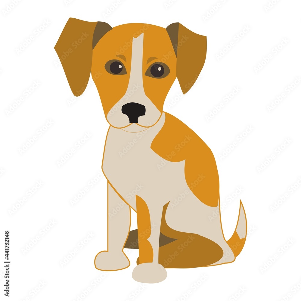Jack Russell Terrier dog Flat vector icon illustration on white background