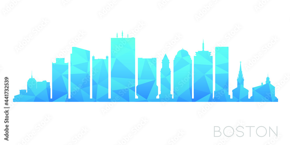 Boston, MA, USA Low Poly Skyline Clip Art City Design. Geometric Polygon Graphic Horizon Icon. Vector Illustration Symbol.