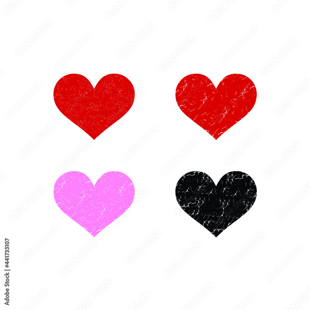 love sign with rustic effect pink red and black valentine romance couple design vector illustration