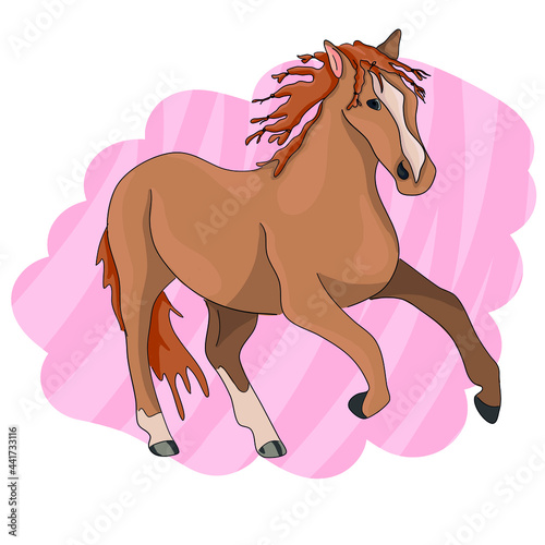 Vector simple cute colorful horse character - american quarter horse