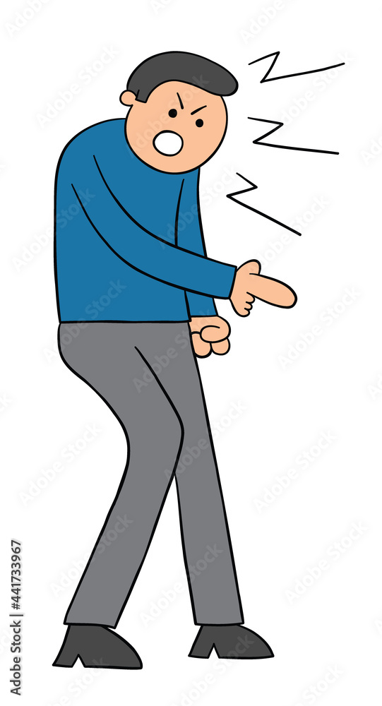 Cartoon man is very angry and shouting, vector illustration Cartoon man is very angry and shouting, vector illustration