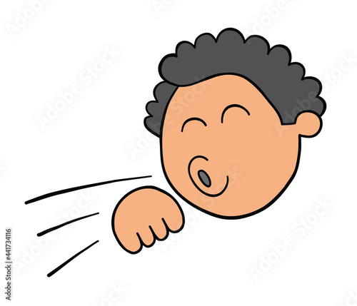 Cartoon coughing man, vector illustration