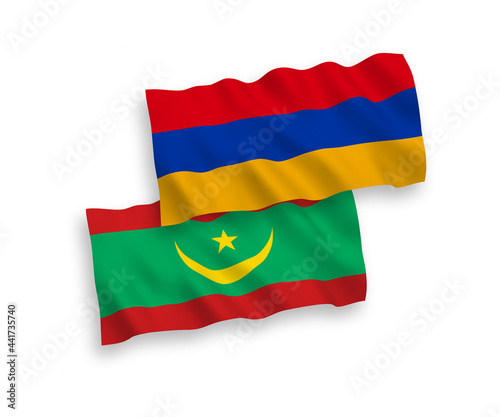 Flags of Islamic Republic of Mauritania and Armenia on a white background