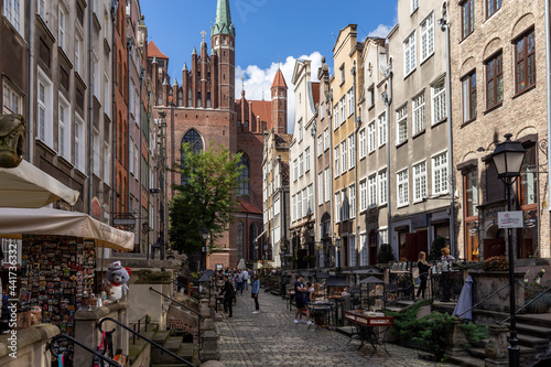 Mariacka Street, the main shopping street for the amber and jewelry in the old hanseatic city of Gdansk, Poland.