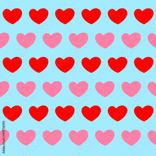 red and pink Heart hand drawn icons set isolated on blue background. For poster  wallpaper and Valentine s day. Collection of hearts  creative art.